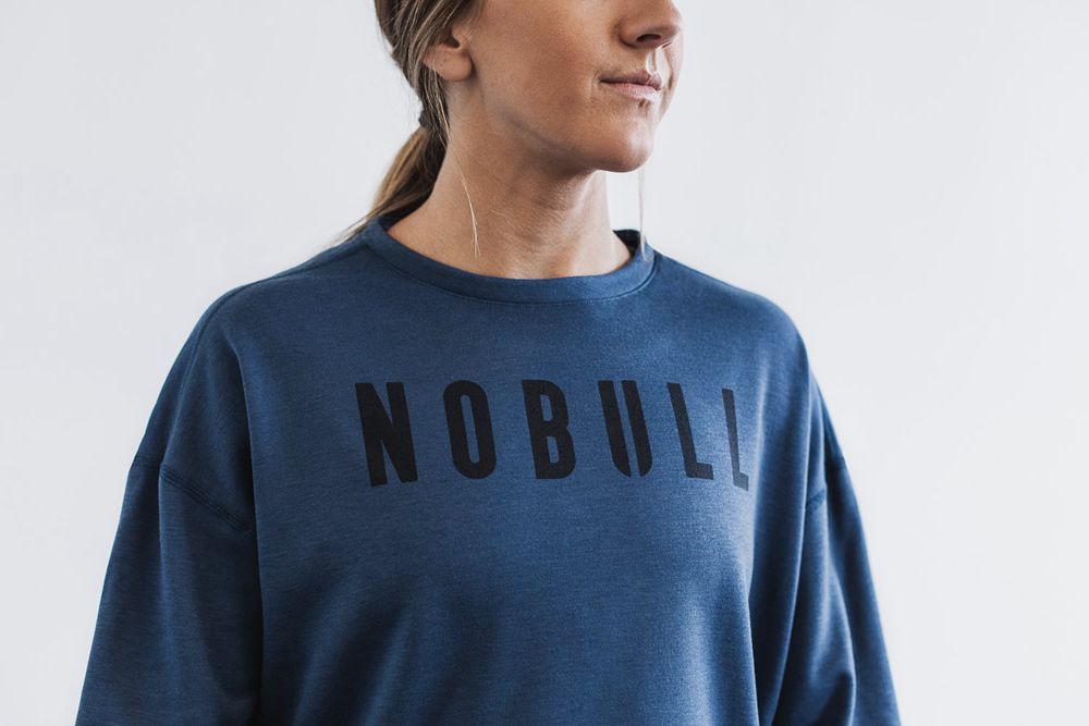 NOBULL Women's Crew Sweatshirts - Navy - Ireland (3694JPNKF)